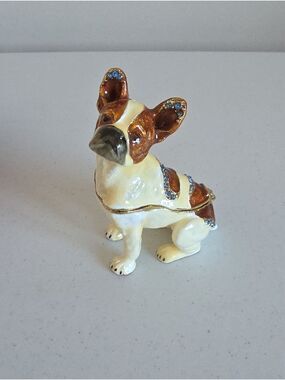 NIB TREASURES | Decorative Trinket Box French Bulldog Enamel Crystals